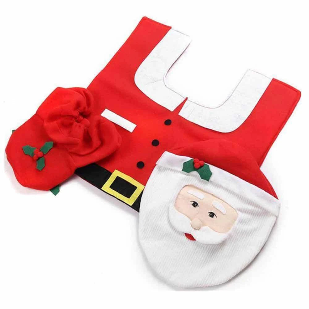 SantaToiletSeat™ Handmade Toilet Seat Cover & Rug Set Christmas Funny Bathroom Decoration